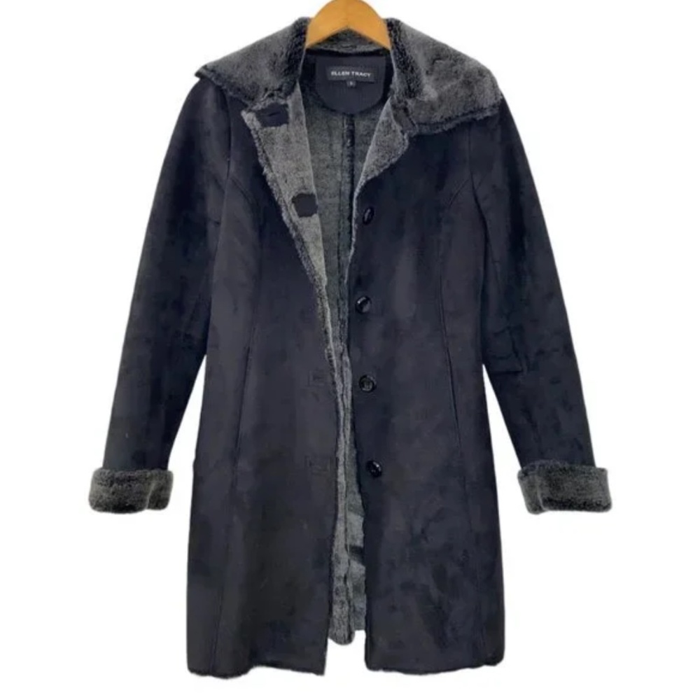 Black & Gray Penny Lane Afghan Jacket ~ Faux Fur & Faux Suede